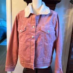 Loft rose colored corduroy Jean jacket size large
